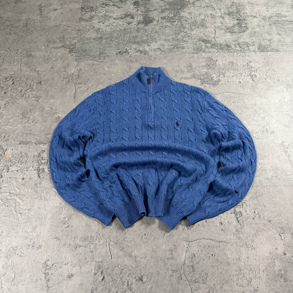 Ralph Lauren 1/4 Zip Strickpullover Zopfmuster (M)